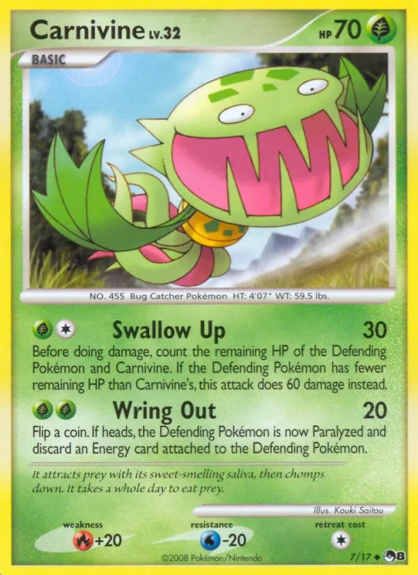 Carnivine 7/17 POP Series 8 Pokémon card
