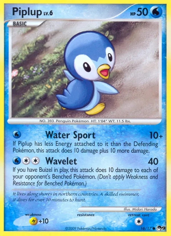 Carta Pokémon Piplup 16/17 POP Series 9