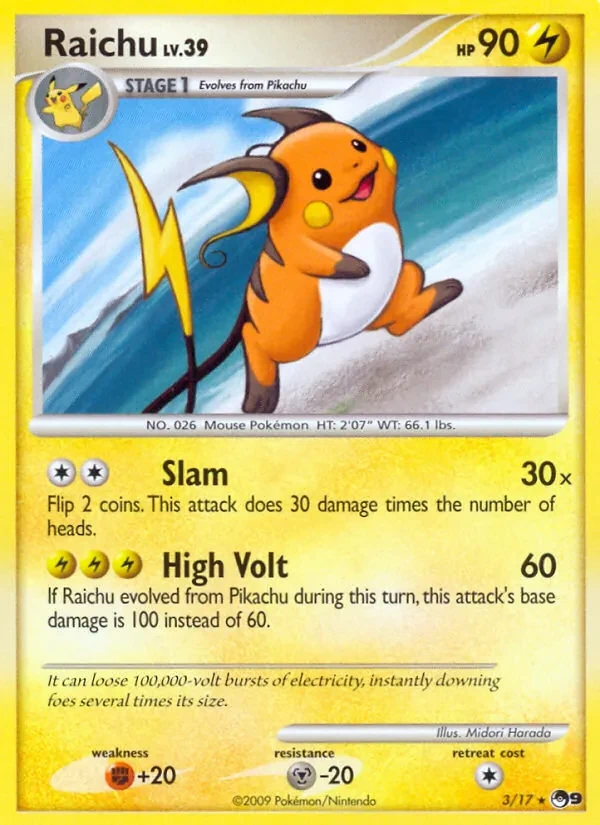 Raichu 3/17 POP Series 9 Pokémon card