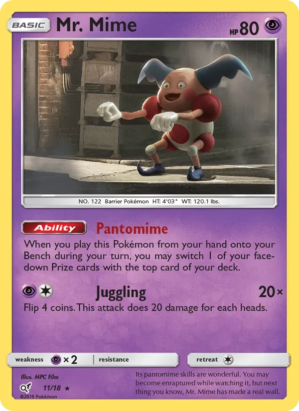 Mr. Mime 11/18 Detective Pikachu Pokémon card