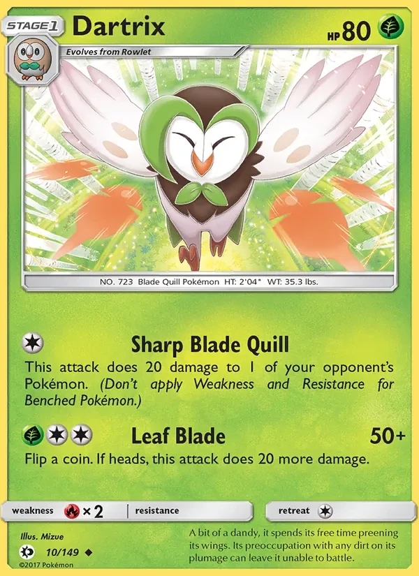 Dartrix 10/149 Sun & Moon Pokémon card
