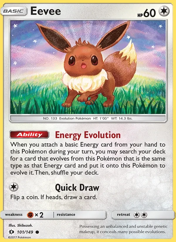 Eevee 101/149 Sun & Moon Pokémon card
