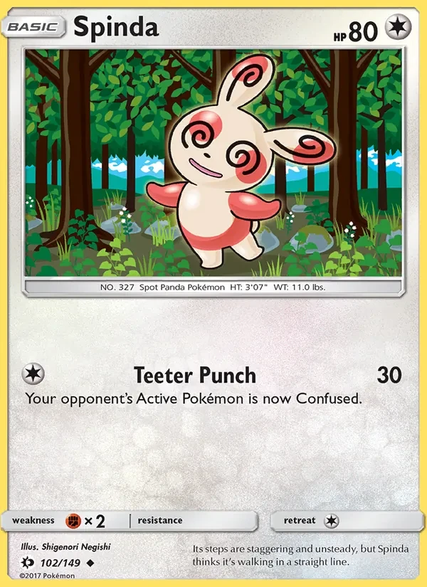 Spinda 102/149 Sun & Moon Pokémon card