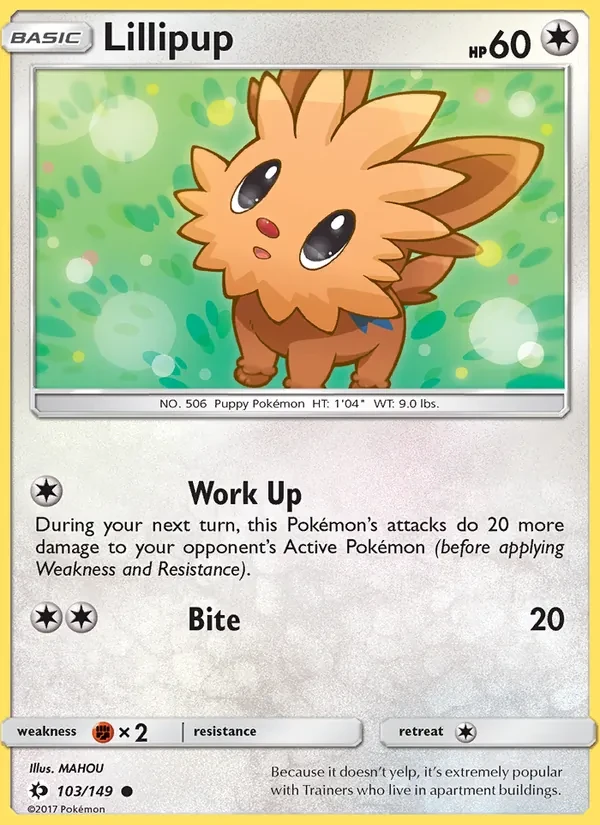Lillipup 103/149 Sun & Moon Pokémon card