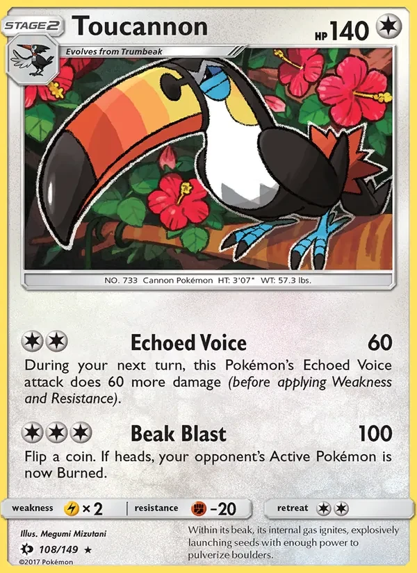 Toucannon 108/149 Sun & Moon Pokémon card