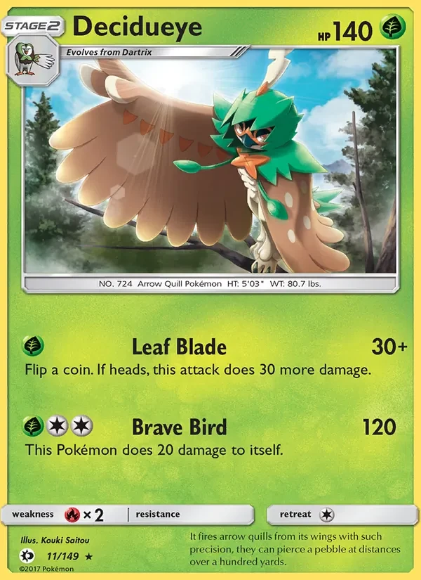 Decidueye 11/149 Sun & Moon Pokémon card