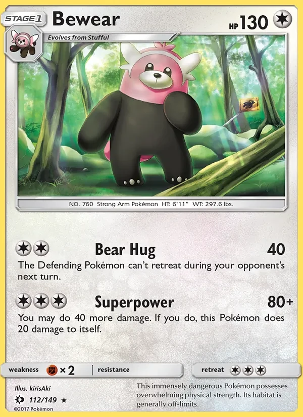 Bewear 112/149 Sun & Moon Pokémon card