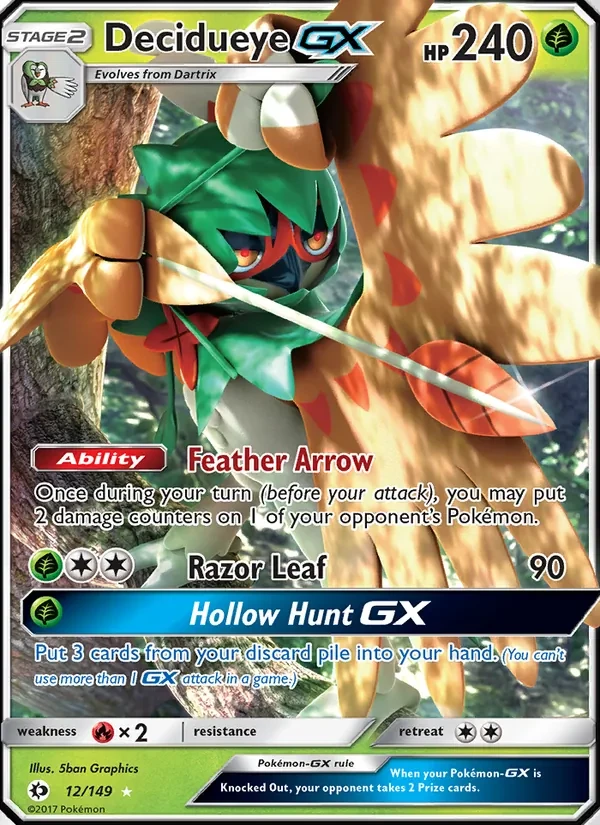 Decidueye GX 12/149 Sun & Moon Pokémon card