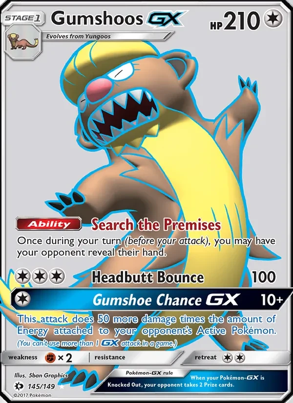 Gumshoos GX 145/149 Sun & Moon Pokémon card