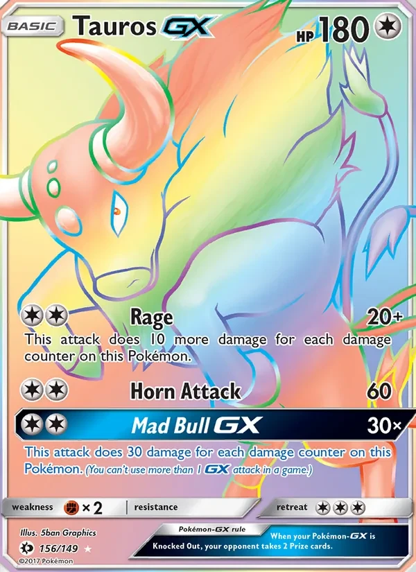 Tauros GX 156/149 Sun & Moon Pokémon card