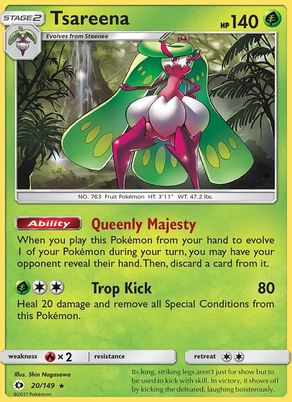 Tsareena 20/149 Sun & Moon Pokémon card