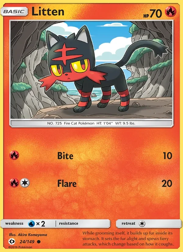 Litten 24/149 Sun & Moon Pokémon card