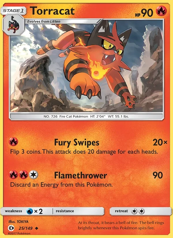 Torracat 25/149 Sun & Moon Pokémon card