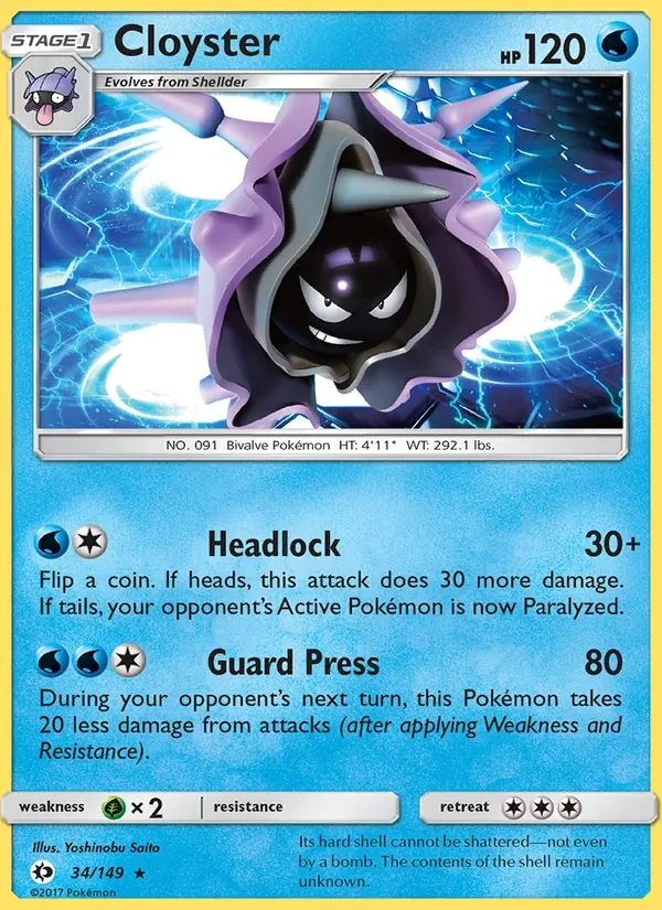 Cloyster 34/149 Sun & Moon Pokémon card