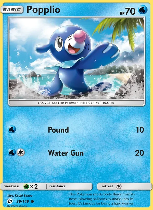 Popplio 39/149 Sun & Moon Pokémon Karte