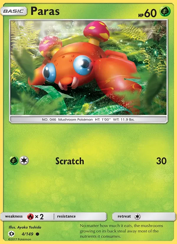 Paras 4/149 Sun & Moon Pokémon card