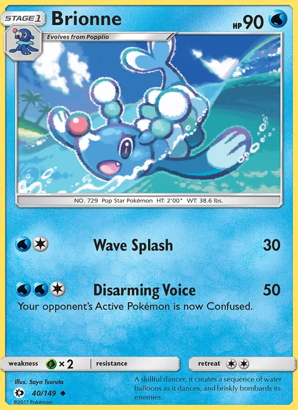 Brionne 40/149 Sun & Moon Pokémon card