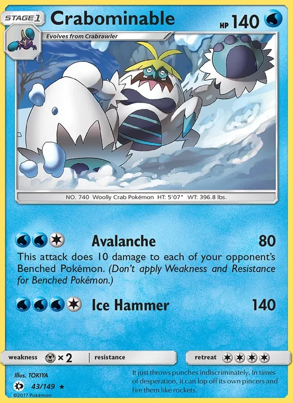 Crabominable 43/149 Sun & Moon Pokémon card