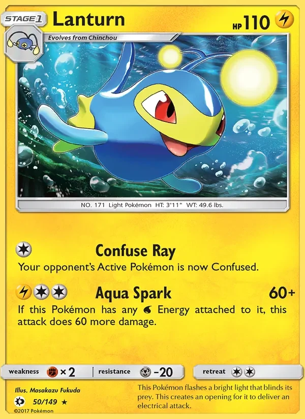 Lanturn 50/149 Sun & Moon Pokémon card