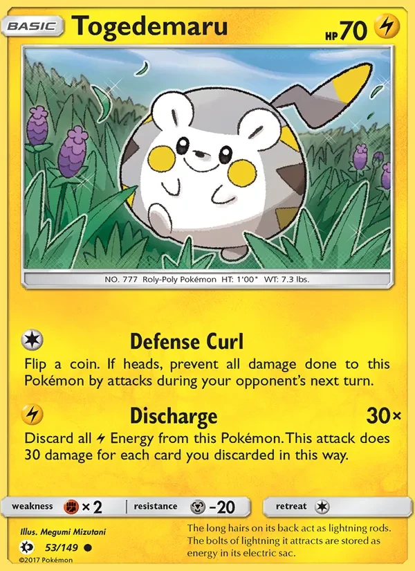 Togedemaru 53/149 Sun & Moon Pokémon card