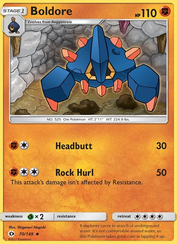 Boldore 70/149 Sun & Moon Pokémon card