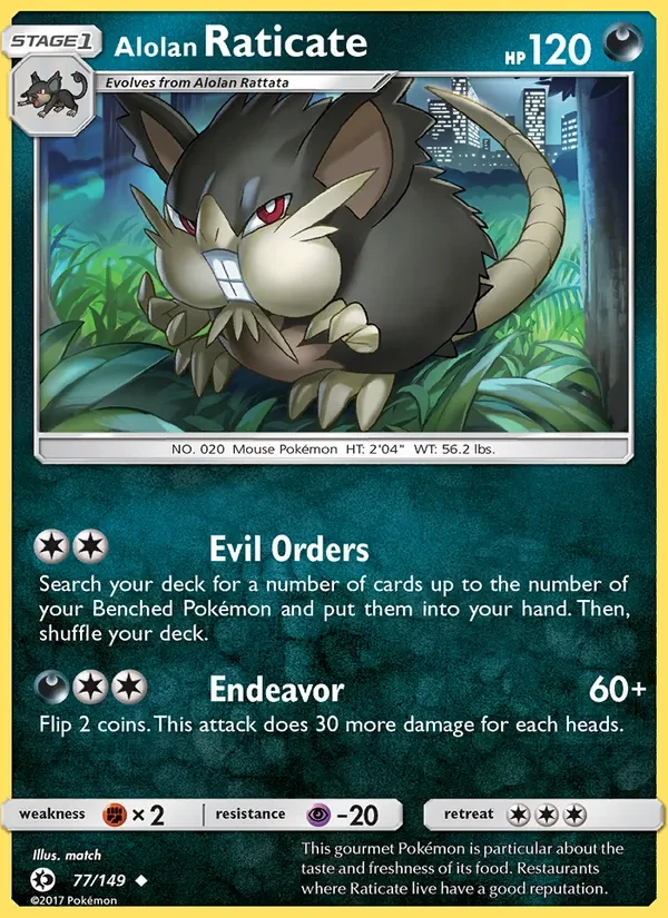 Alolan Raticate 77/149 Sun & Moon Pokémon card
