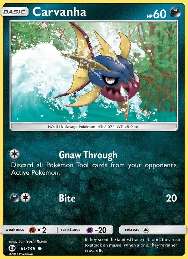 Carvanha 81/149 Sun & Moon Pokémon card