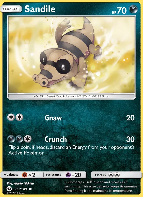 Sandile 83/149 Sun & Moon Pokémon card