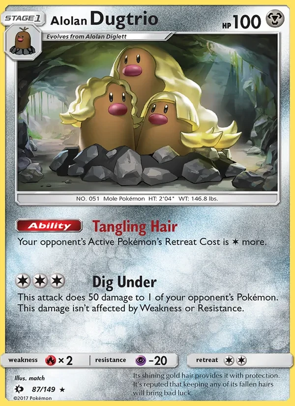 Alolan Dugtrio 87/149 Sun & Moon Pokémon card