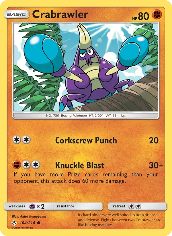 Crabrawler 104/214 Unbroken Bonds Pokémon Karte