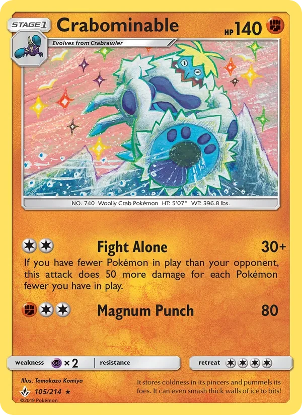 Crabominable 105/214 Unbroken Bonds Pokémon card