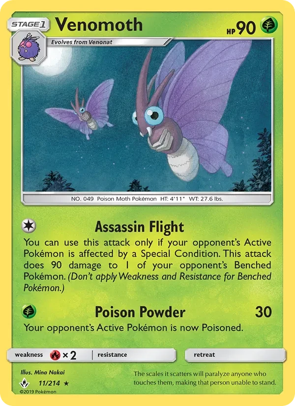 Venomoth 11/214 Unbroken Bonds Pokémon card