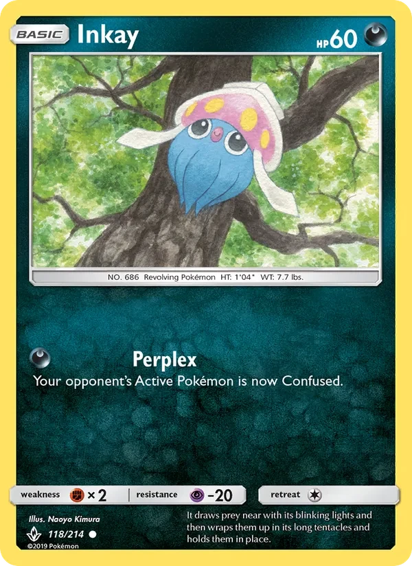 Inkay 118/214 Unbroken Bonds Pokémon card