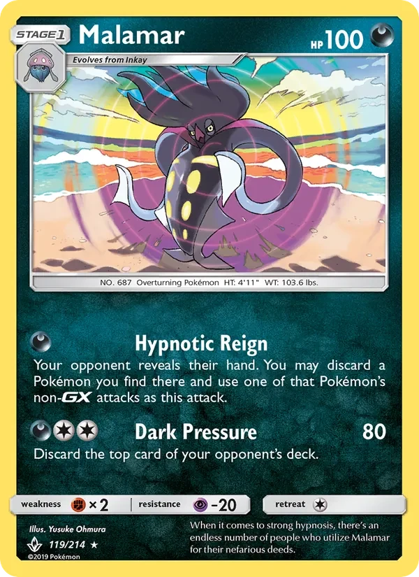 Malamar 119/214 Unbroken Bonds Pokémon card
