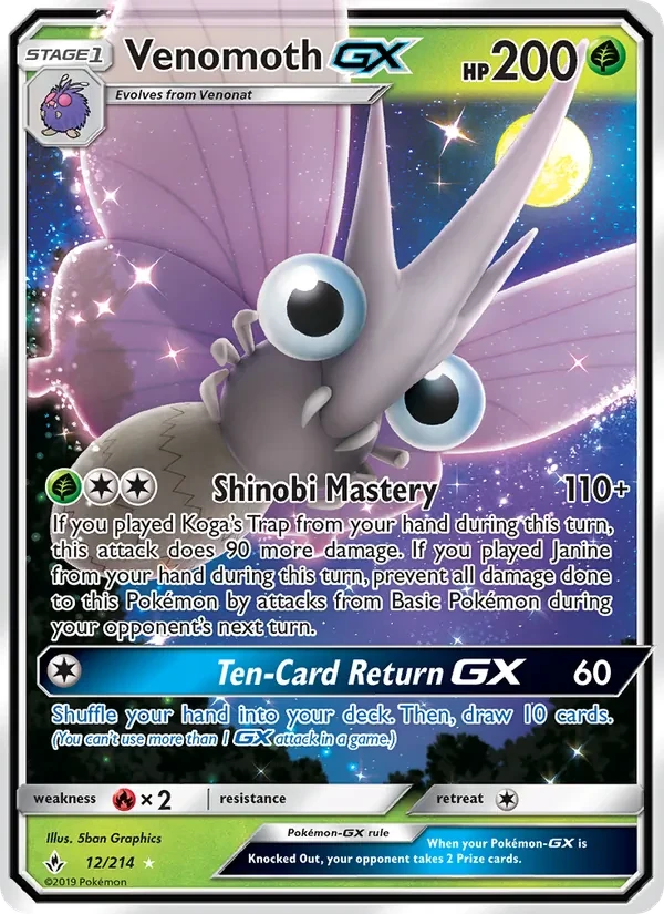 Venomoth GX 12/214 Unbroken Bonds Pokémon card