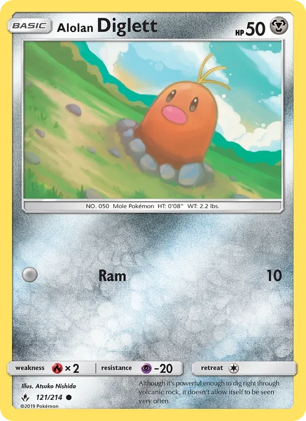 Alolan Diglett 121/214 Unbroken Bonds Pokémon card