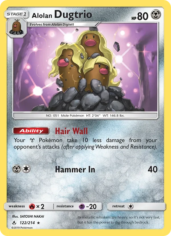 Alolan Dugtrio 122/214 Unbroken Bonds Pokémon card