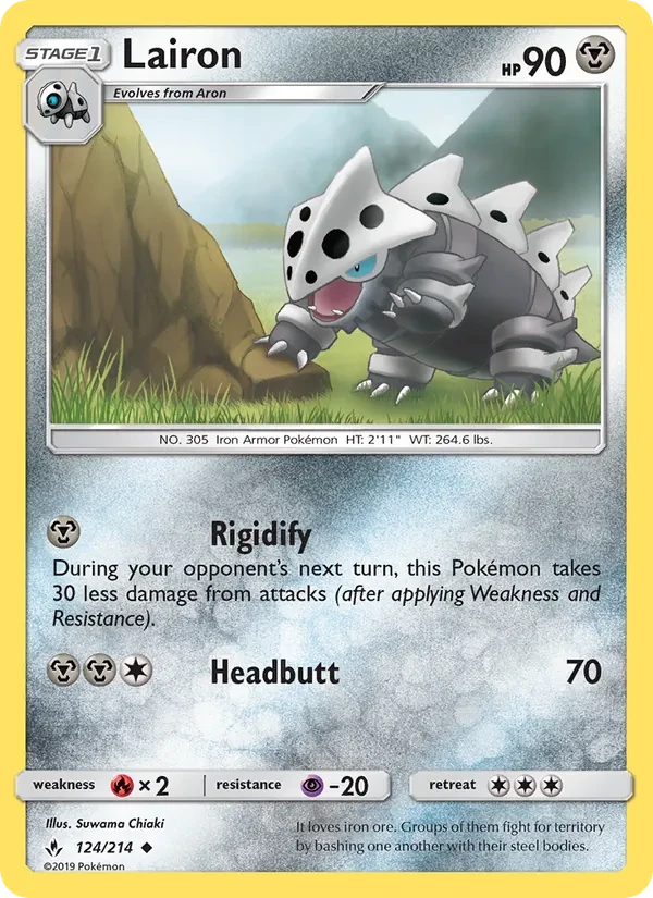 Lairon 124/214 Unbroken Bonds Pokémon card