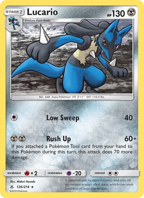 Lucario 126/214 Unbroken Bonds Pokémon card
