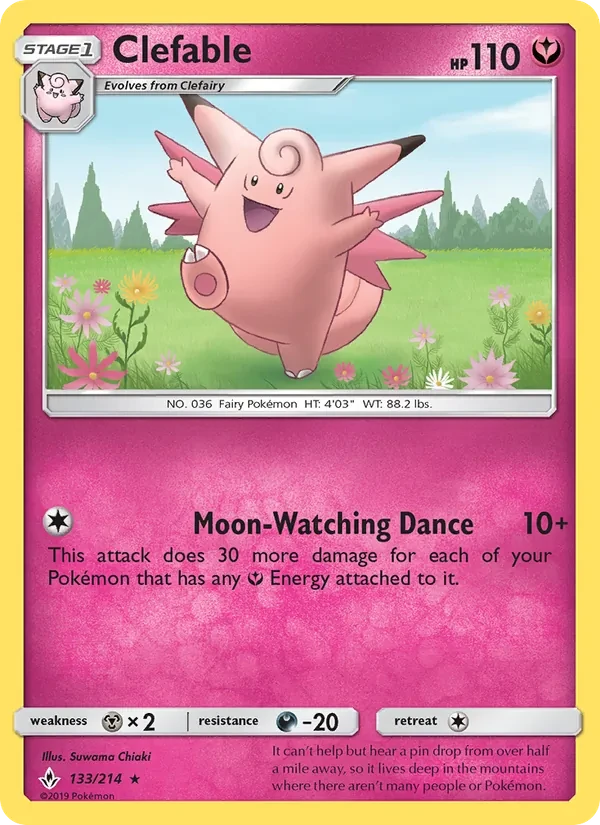 Clefable 133/214 Unbroken Bonds Pokémon card