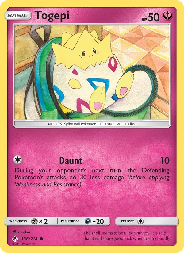 Togepi 136/214 Unbroken Bonds Pokémon card
