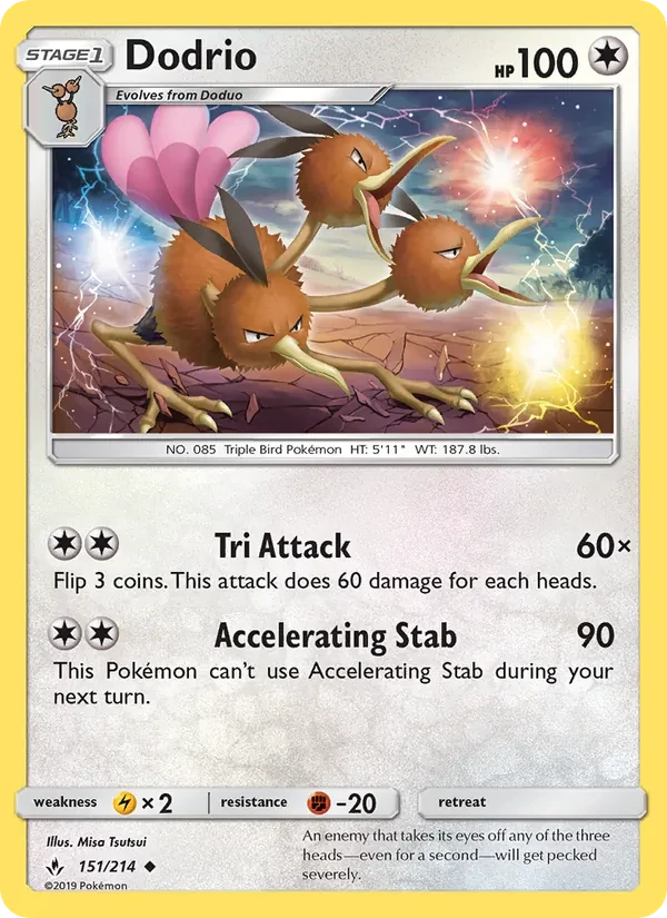 Dodrio 151/214 Unbroken Bonds Pokémon card