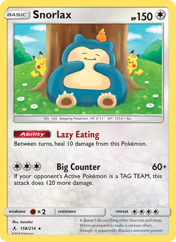 Snorlax 158/214 Unbroken Bonds Pokémon card