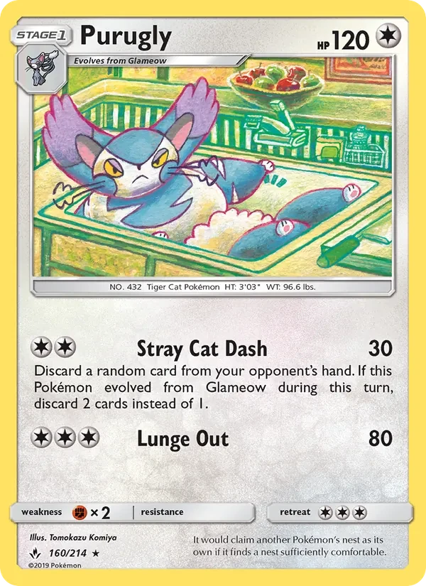 Purugly 160/214 Unbroken Bonds Pokémon card