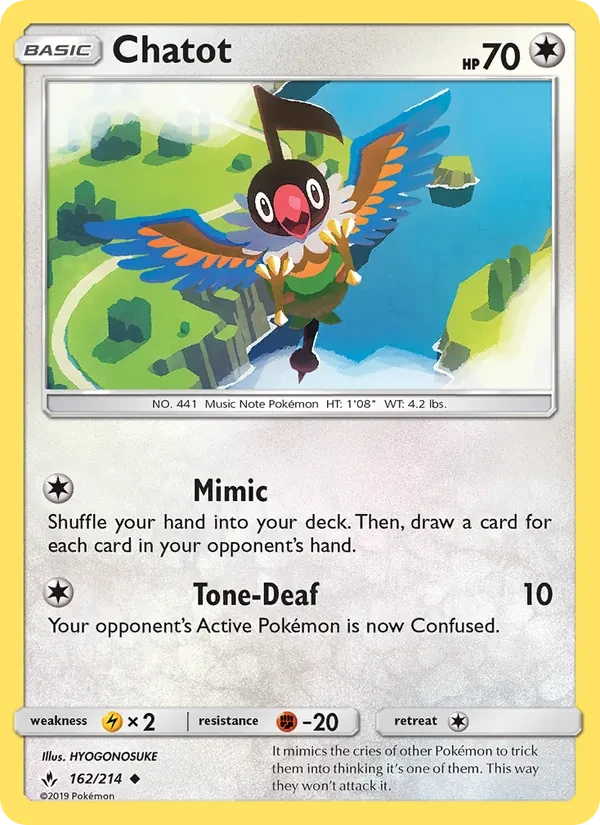 Chatot 162/214 Unbroken Bonds Pokémon Karte