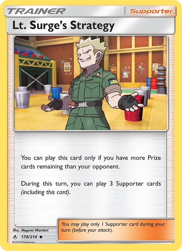 Lt. Surge’s Strategy 178/214 Unbroken Bonds Pokémon Karte