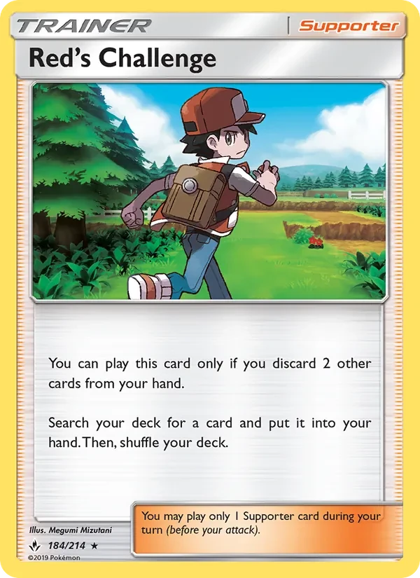 Red’s Challenge 184/214 Unbroken Bonds Pokémon card