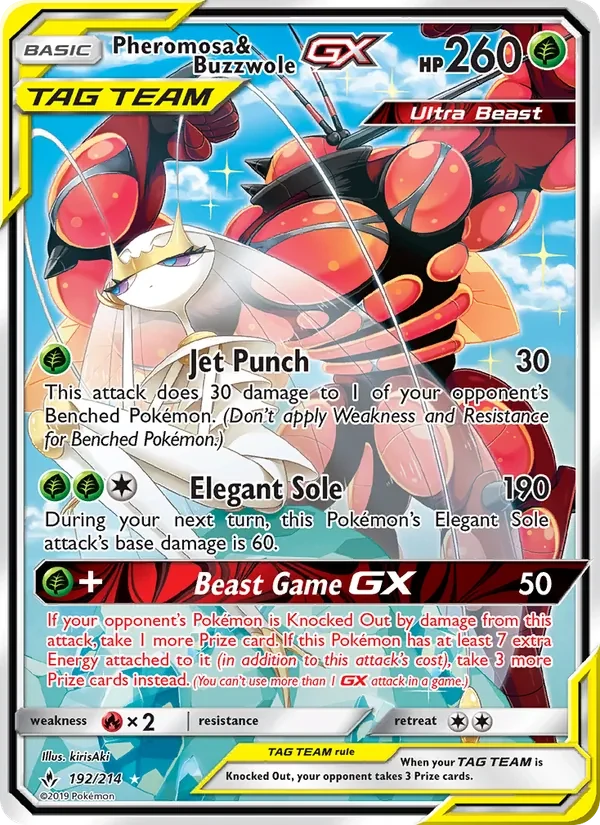 Pheromosa & Buzzwole GX 192/214 Unbroken Bonds Pokémon card