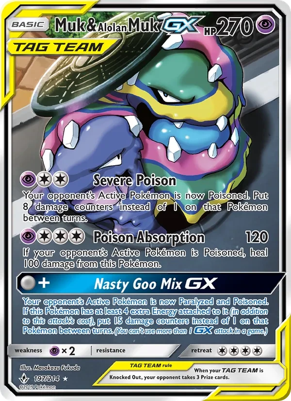 Muk & Alolan Muk GX 197/214 Unbroken Bonds Pokémon kaart