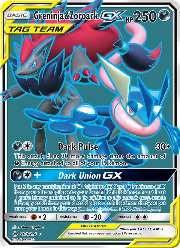 Greninja & Zoroark GX 200/214 Unbroken Bonds Pokémon Karte